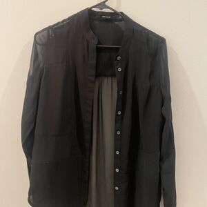 Karen Millen Black Sheer Blouse